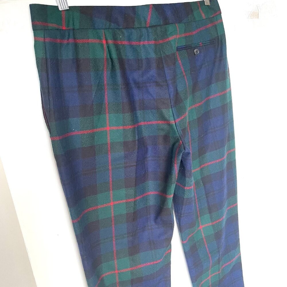 Paul Smith Wool Tartan Pant Womens 10/46 Blue Green Tapered Slim Tailored Fall - Picture 10 of 10